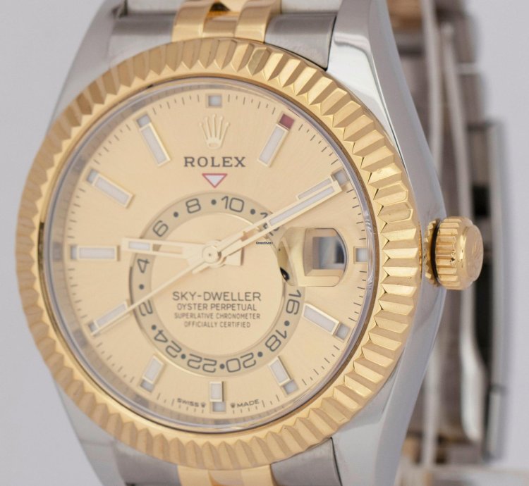 Rolex Sky-dweller 2023 New Papers Rolex Sky-dweller Champagne Two-tone Gold Jubilee 336933 Box