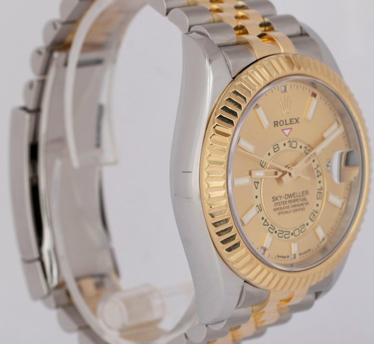 Rolex Sky-dweller 2023 New Papers Rolex Sky-dweller Champagne Two-tone Gold Jubilee 336933 Box