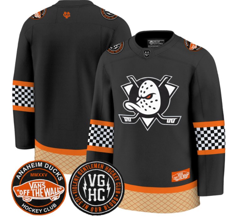 Team Jersey Anaheim Ducks Checkerboard 2025 Premium Stitched Black