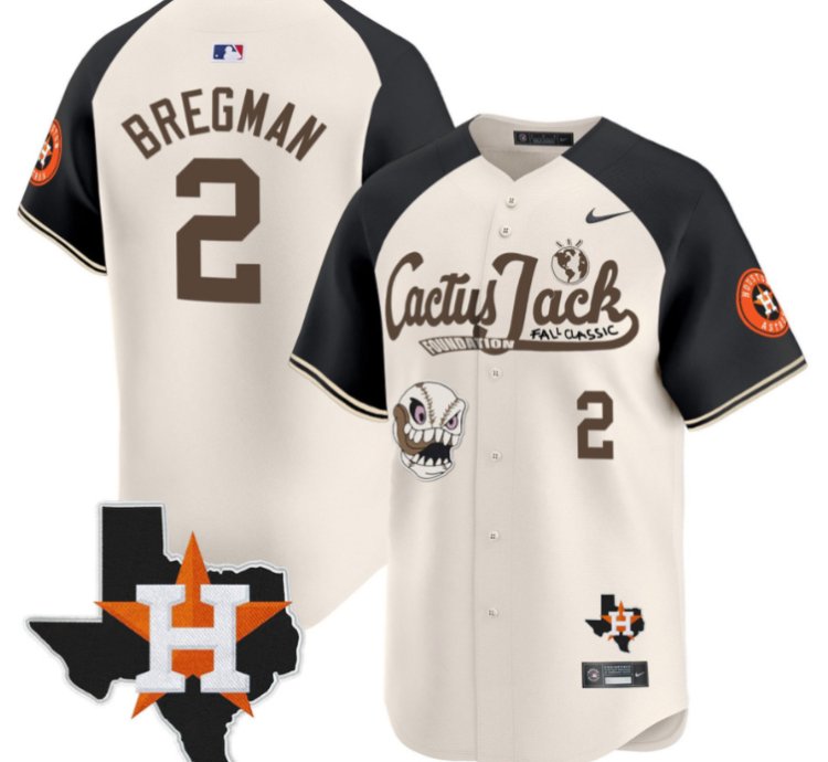 Alex Bregman 2 Houston Astros Cactus Jack Foundation Fall Classic Limited Jersey Cream Alternate