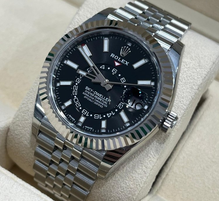 Rolex Sky-dweller 2023 Sky-dweller Black Dial Jubilee Bracelet Unworn Box And Papers 326934