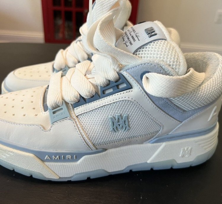 Amiri Ma-1 In White And Blue Size 9 Msrp 790