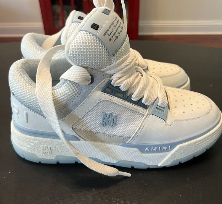 Amiri Ma-1 In White And Blue Size 9 Msrp 790
