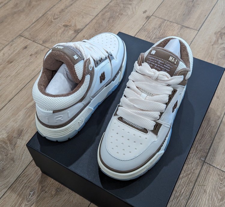 Amiri Ma-1 Leather Platform Sneakers White Brown 43 Us 10