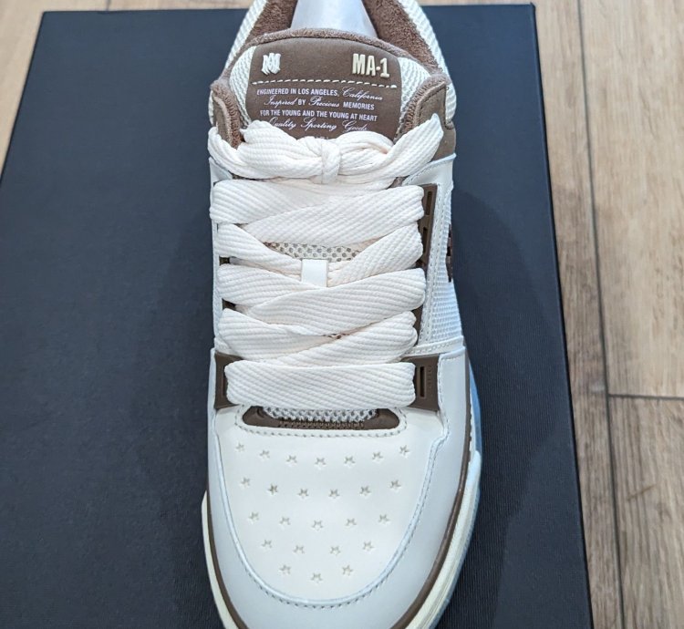 Amiri Ma-1 Leather Platform Sneakers White Brown 43 Us 10