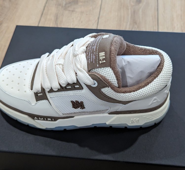 Amiri Ma-1 Leather Platform Sneakers White Brown 43 Us 10