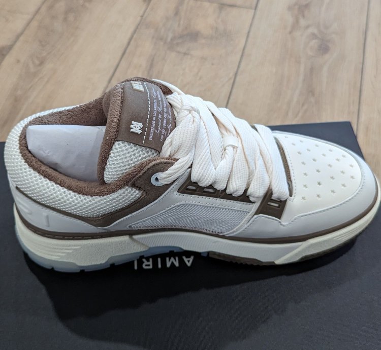 Amiri Ma-1 Leather Platform Sneakers White Brown 43 Us 10