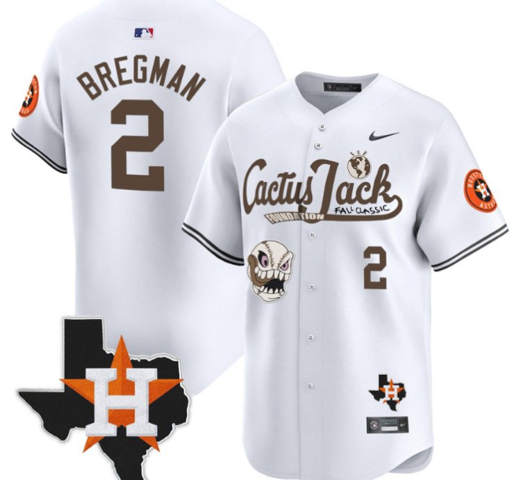 Alex Bregman 2 Houston Astros Cactus Jack Foundation Fall Classic Limited Jersey White
