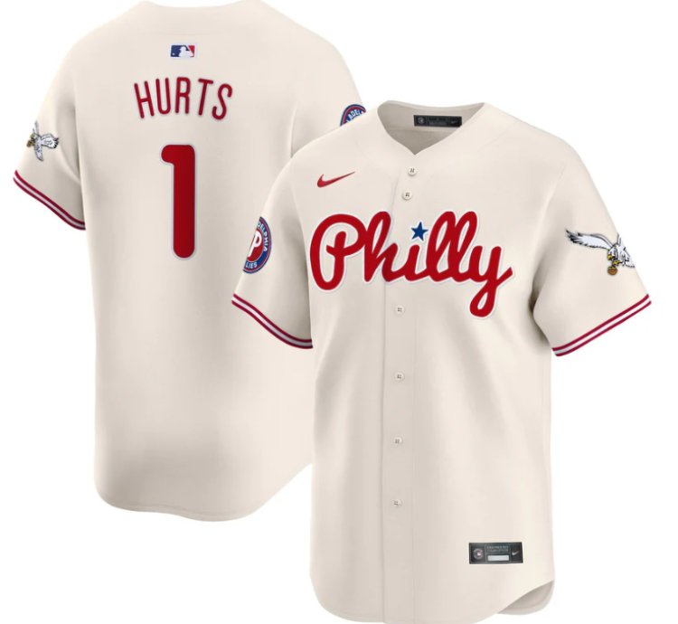 Jalen Hurts Jersey 1 Phillies And Eagles Vapor Premier Limited Stitched Cream