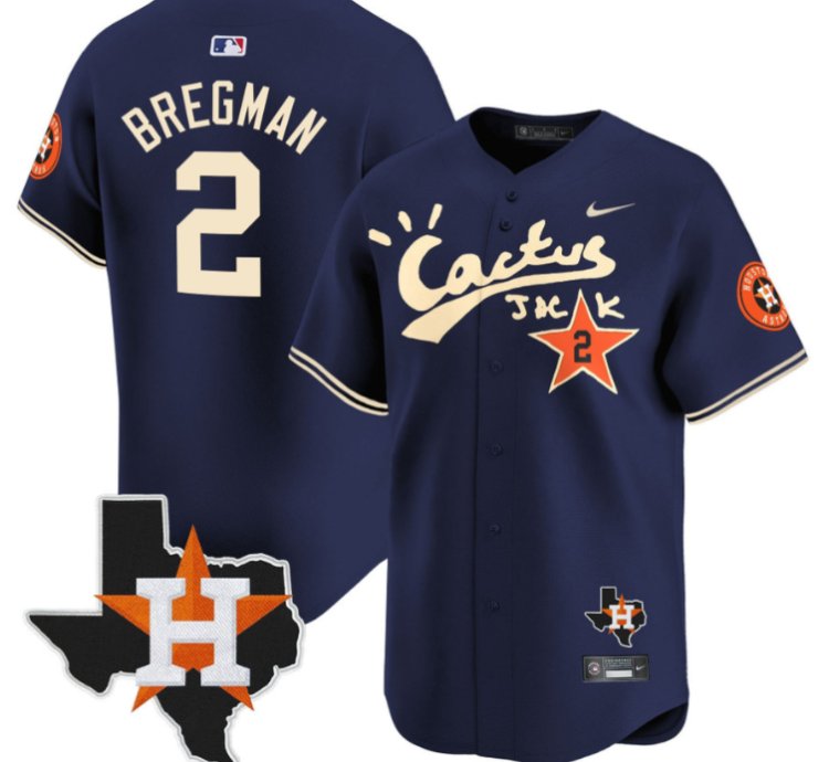 Alex Bregman 2 Houston Astros Cactus Jack Houston Patch Navy Limited Jersey