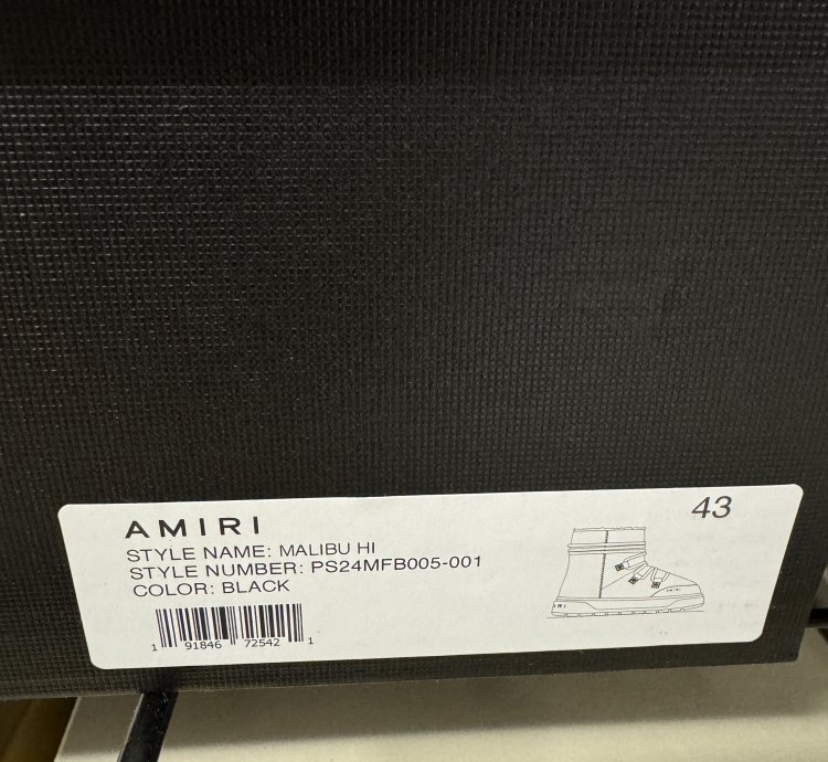 Amiri Malibu Hi Black Boots Size 43 New