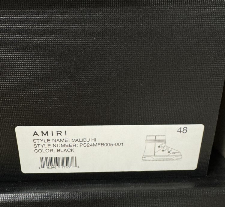 Amiri Malibu Hi Black Boots Size 48 New