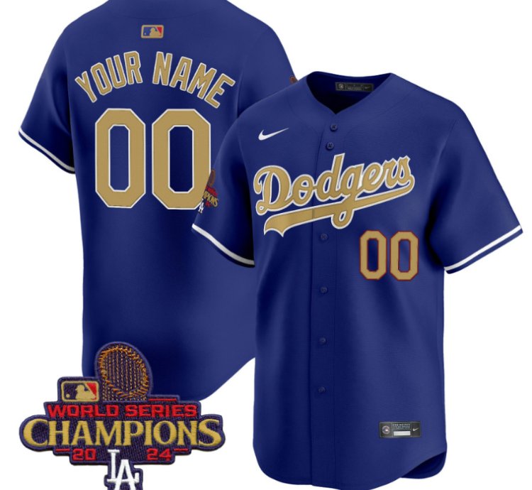 Custom Dodgers Jersey 2025 Gold Vapor Premier Limited Stitched Royal