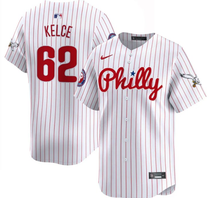 Jason Kelce Jersey 62 Phillies And Eagles Vapor Premier Limited Stitched Pinstripe