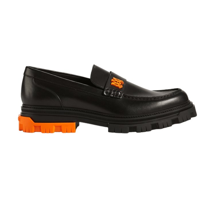 Amiri Military Leather Loafers Black Orange