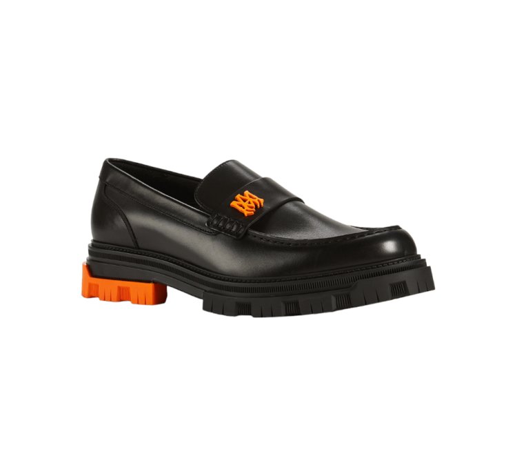 Amiri Military Leather Loafers Black Orange