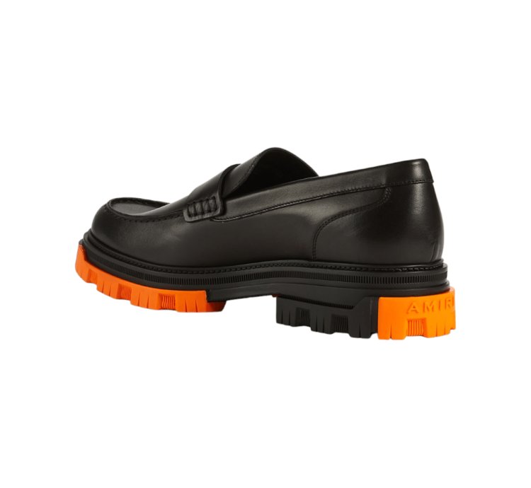 Amiri Military Leather Loafers Black Orange