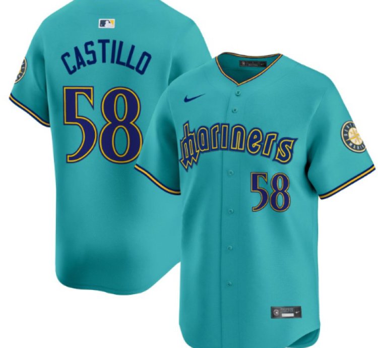 Luis Castillo Jersey 58 Seattle Mariners 2025 Vapor Premier Limited Stitched Aqua