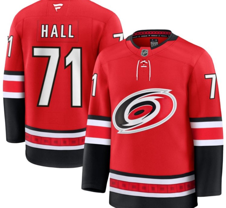 Mens Taylor Hall Jersey 71 Carolina Hurricanes All Stitched Red