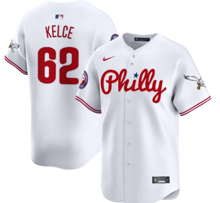 Jason Kelce Jersey 62 Phillies And Eagles Vapor Premier Limited Stitched White