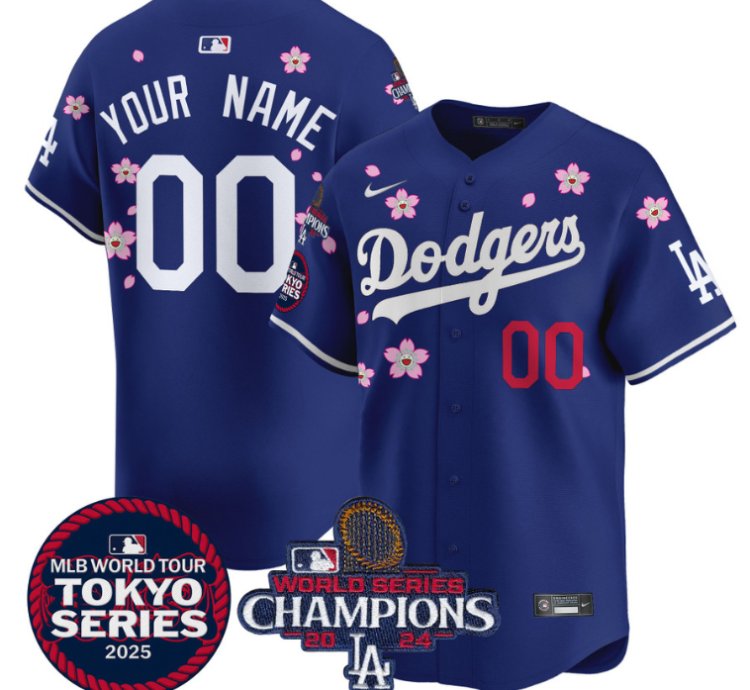 Custom Dodgers Jersey Tokyo Series 2025 World Series Champions Patch Vapor Stitched Royal
