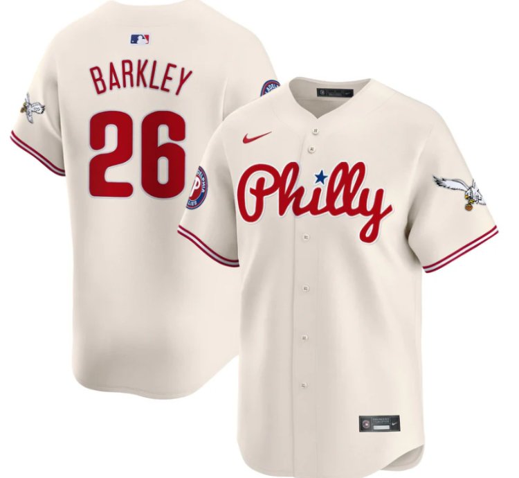 Saquon Barkley Jersey 26 Phillies And Eagles Vapor Premier Limited Stitched Cream