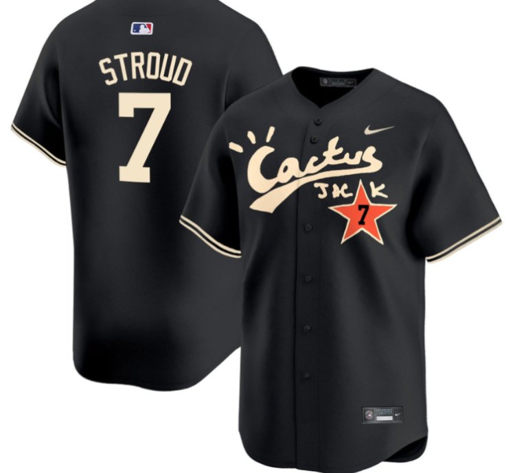Cj Stroud 7 Houston Astros Cactus Jack Black Jersey V2