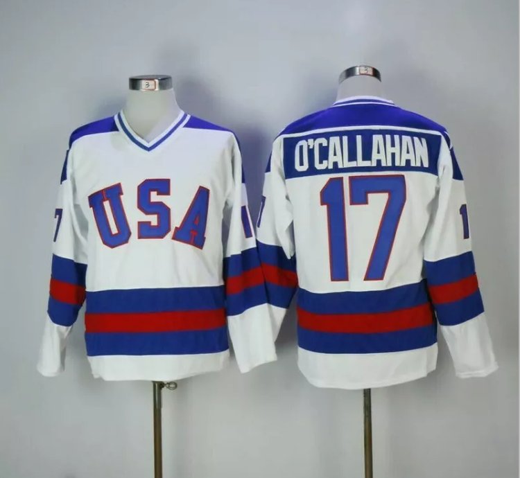Mens Jack Ocallahan Jersey 17 1980 Miracle On Ice White All Stitched