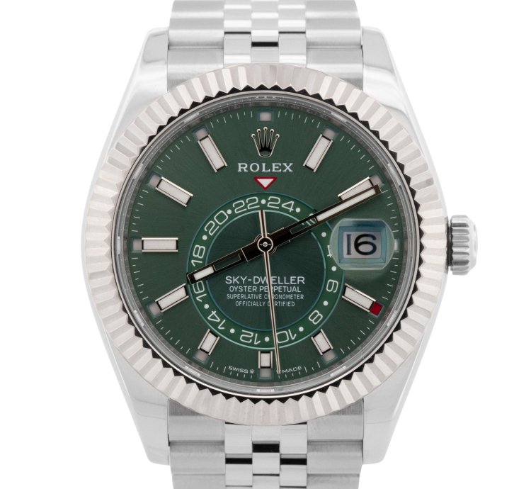 Rolex Sky-dweller 2025 New Papers Rolex Sky-dweller Green 42mm Juilee 18k Stainless 336934 Box