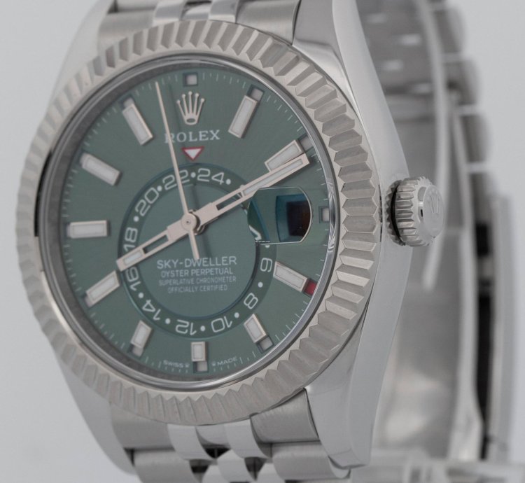 Rolex Sky-dweller 2025 New Papers Rolex Sky-dweller Green 42mm Juilee 18k Stainless 336934 Box