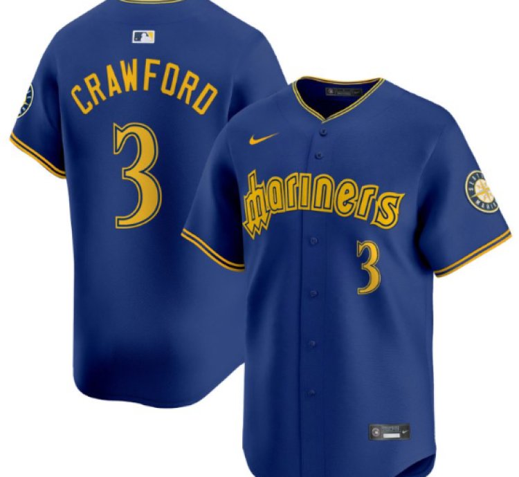 Jp Crawford Jersey 3 Seattle Mariners 2025 Vapor Premier Limited Stitched Blue