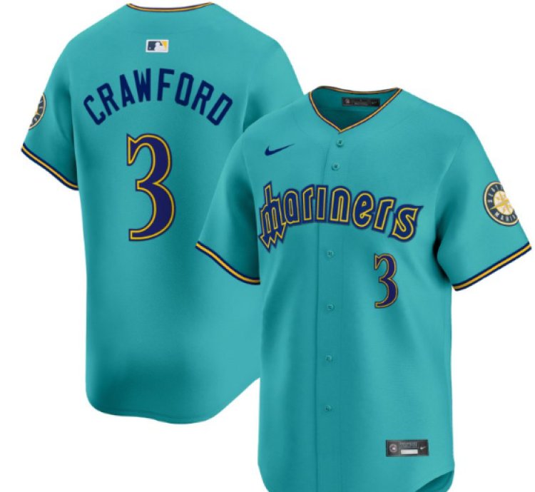 Jp Crawford Jersey 3 Seattle Mariners 2025 Vapor Premier Limited Stitched Aqua