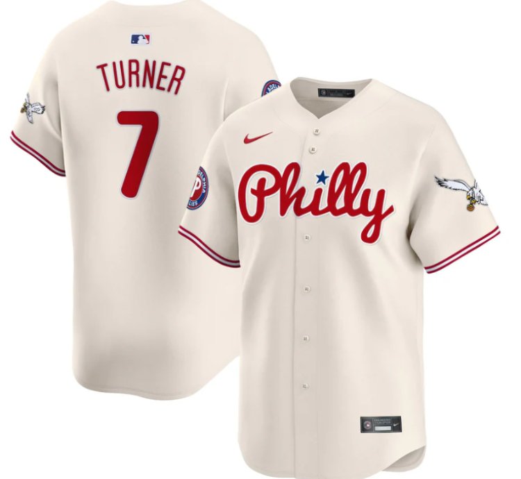 Trea Turner Jersey 7 Phillies And Eagles Vapor Premier Limited Stitched Cream