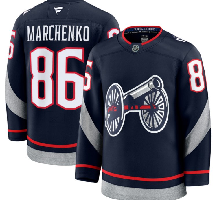 Mens Kirill Marchenko Jersey 86 Columbus Blue Jackets 2025 Stadium Series