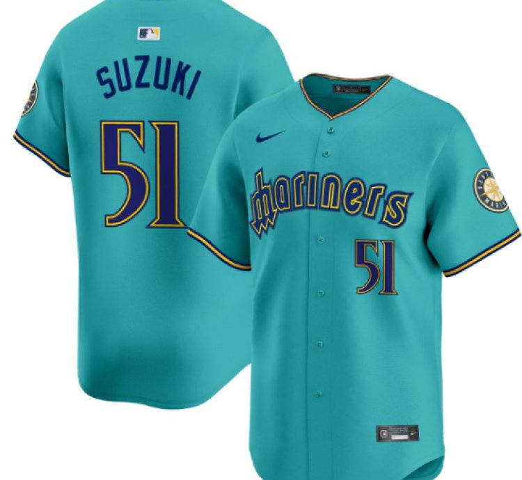Ichiro Suzuki Jersey 51 Seattle Mariners 2025 Vapor Premier Limited Stitched Aqua