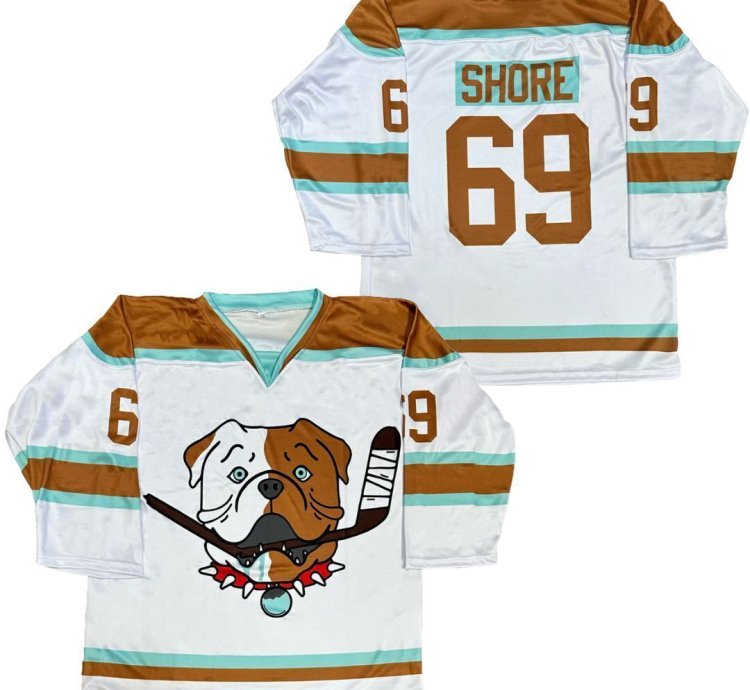 Mens Tronx Bulldogs White Shore 69 Tv Series Hockey Jerseys