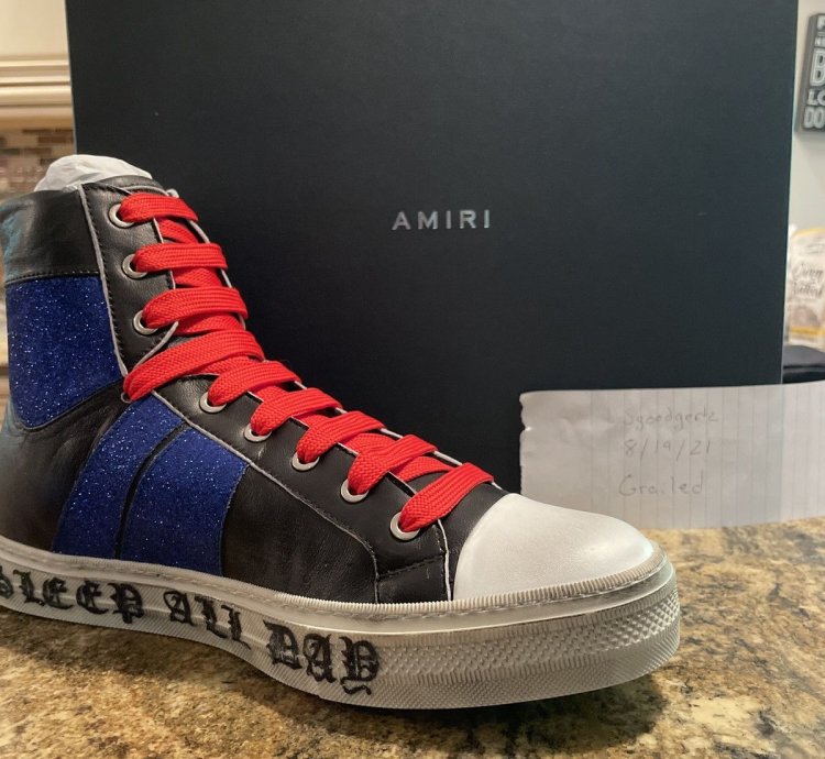 Amiri Party Glitter Stripe Sunset Black Blue