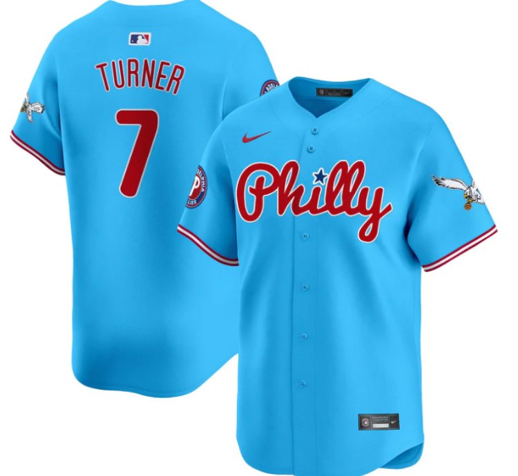 Trea Turner Jersey 7 Phillies And Eagles Vapor Premier Limited Stitched Light Blue