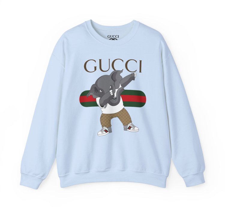 Gucci Elephant Light Blue Sweatshirt - Size Usa