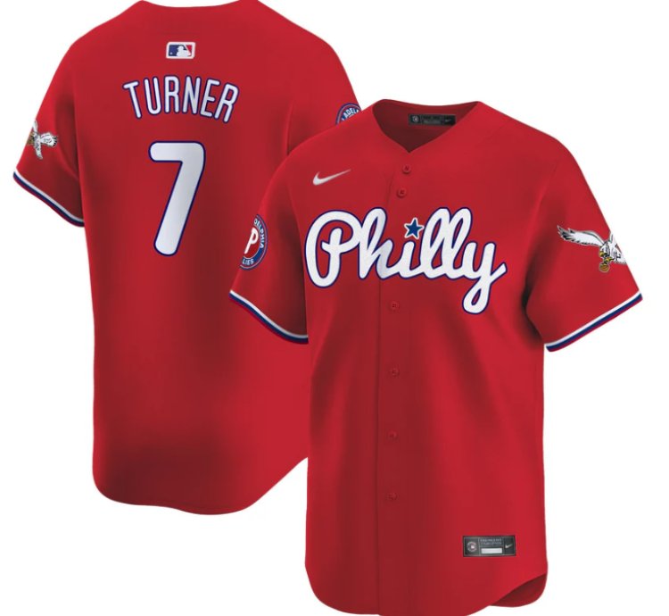 Trea Turner Jersey 7 Phillies And Eagles Vapor Premier Limited Stitched Red