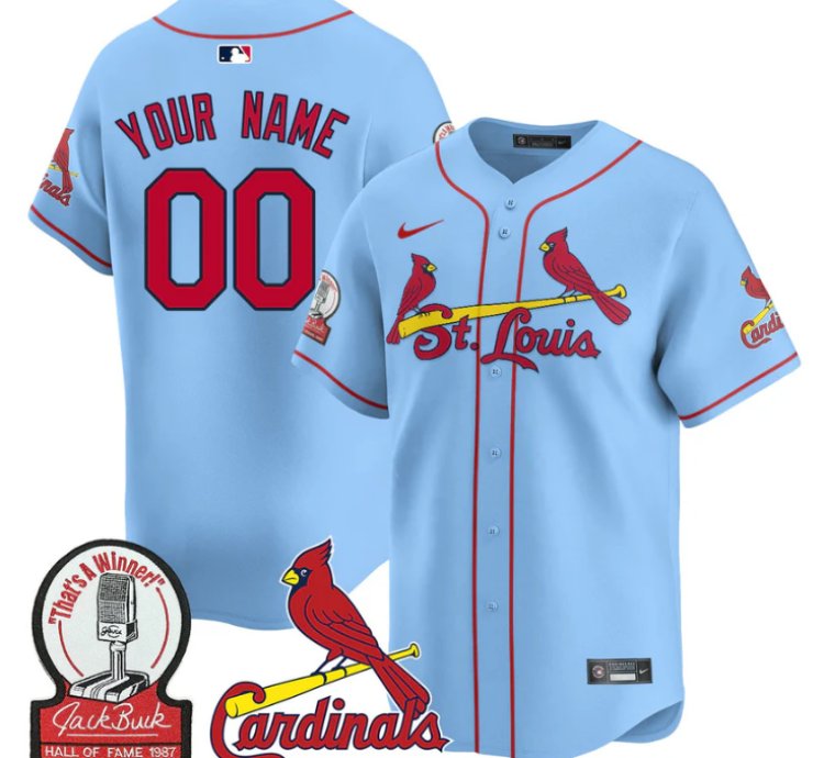 Custom St Louis Cardinals Jersey Name Number Jack Buck Limited Stitched Blue