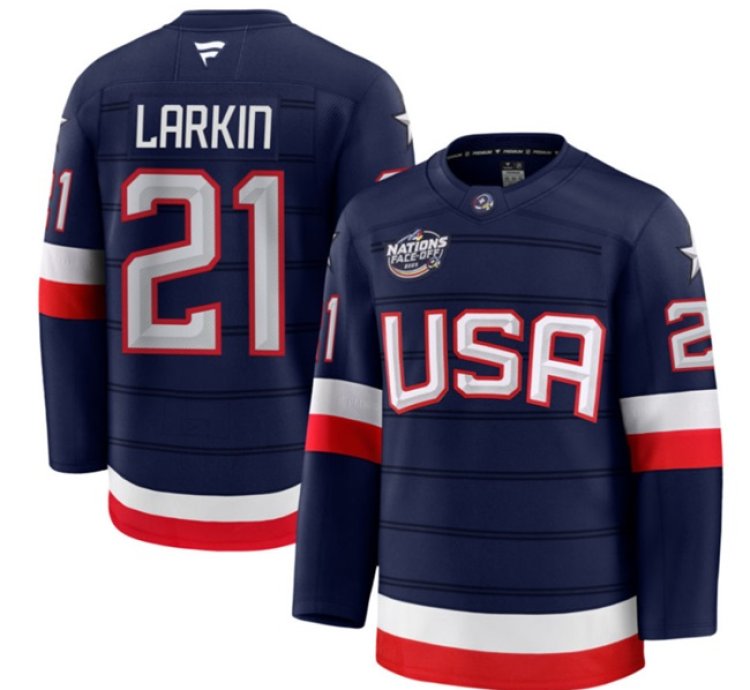 Mens Dylan Larkin Jersey 21 Usa Navy 2025 4 Nations Face-off All Stitched