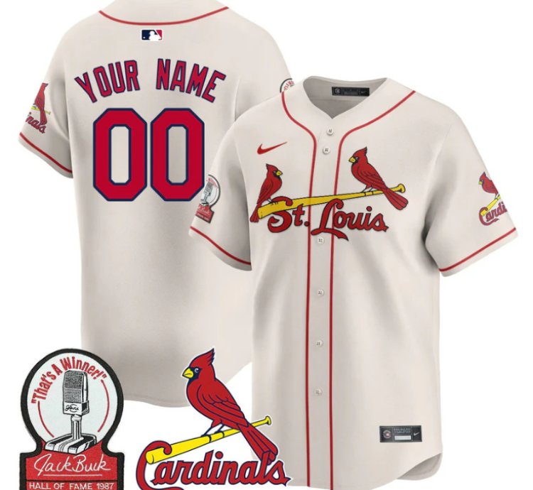 Custom St Louis Cardinals Jersey Name Number Jack Buck Limited Stitched Cream