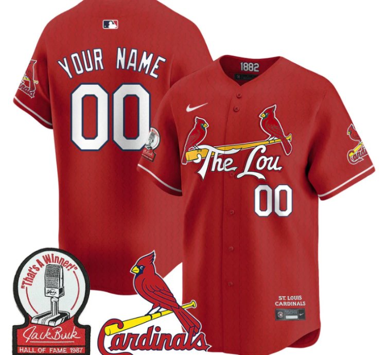 Custom St Louis Cardinals Jersey Name Number Jack Buck Limited Stitched Red