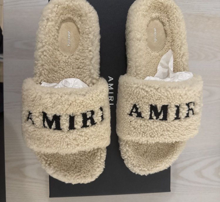 Amiri Shearling Slip On Slipper- Tan Size 42