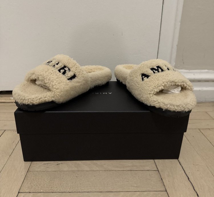 Amiri Shearling Slip On Slipper- Tan Size 42