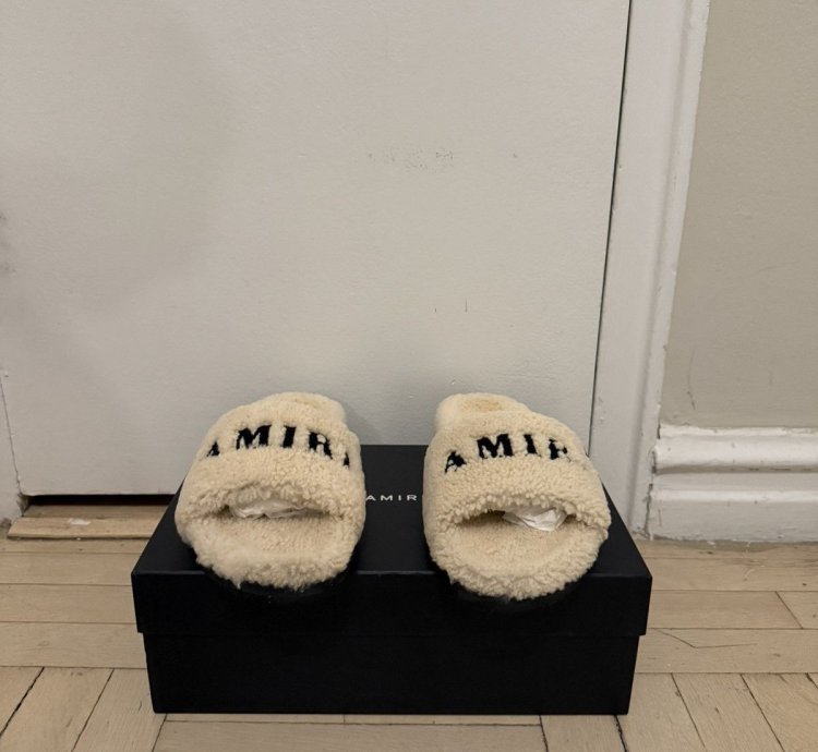 Amiri Shearling Slip On Slipper- Tan Size 42