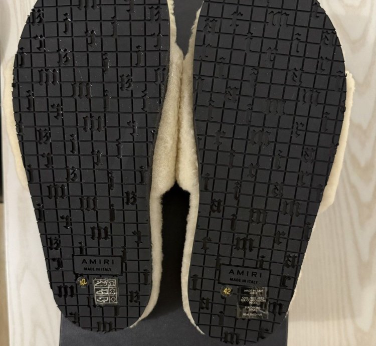 Amiri Shearling Slip On Slipper- Tan Size 42