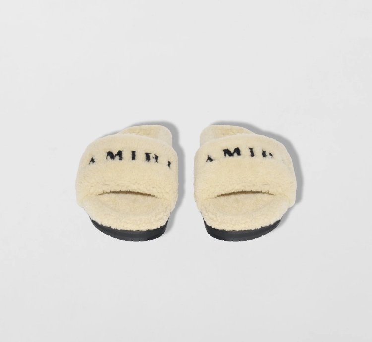Amiri Shearling Slip On Slipper- Tan Size 42