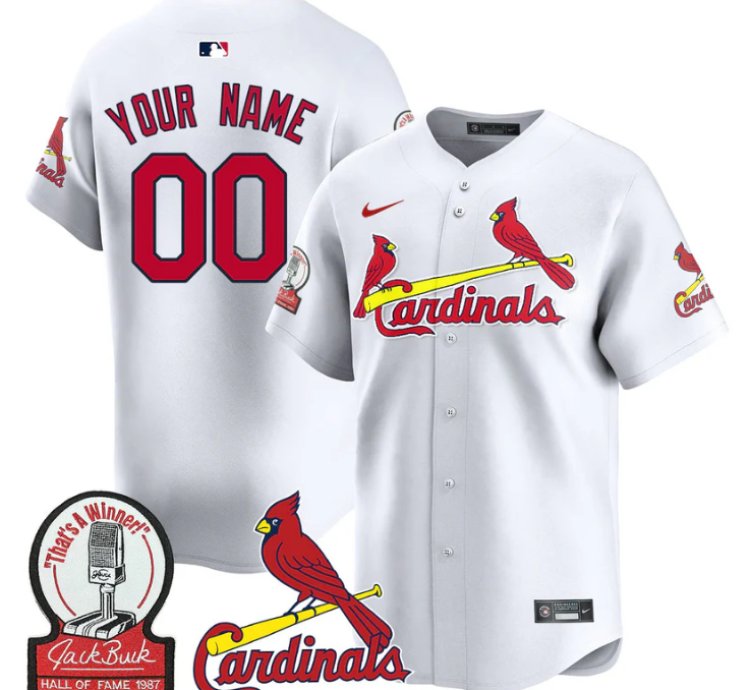 Custom St Louis Cardinals Jersey Name Number Jack Buck Limited Stitched White